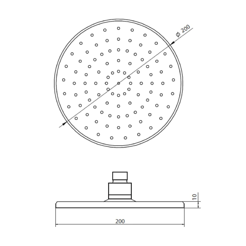 淋浴顶喷圆形黑色镀铬 20 厘米(21ST6000016)